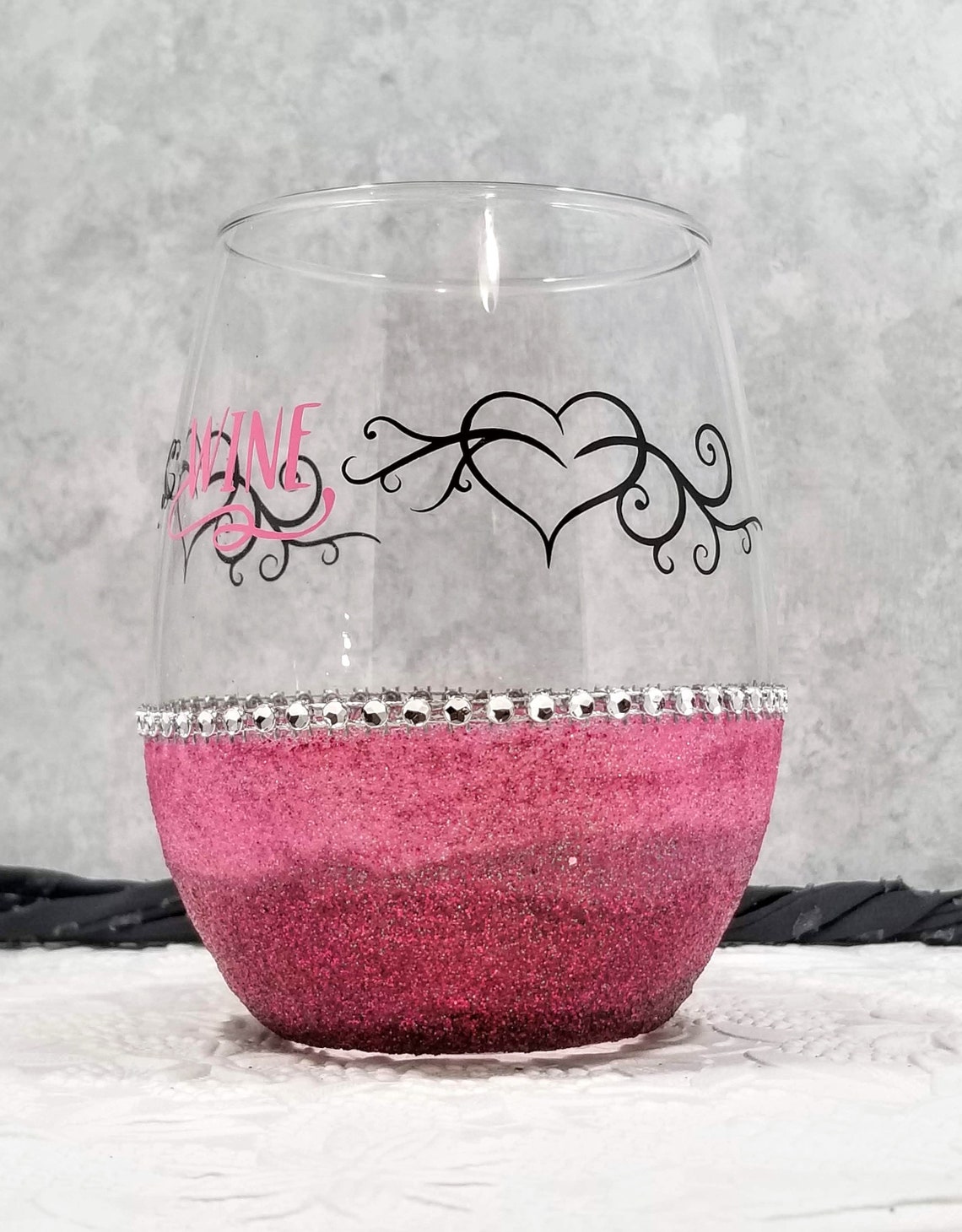 Glitter Wine Glass Ombre Wine Glass 20oz Wine Glass Etsy