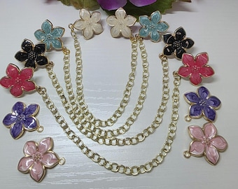Flower Collar pin Gold Chain