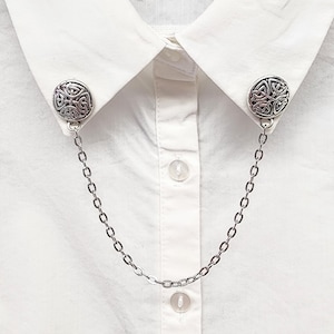 Silver Celtic Collar Pin: Sweater Cardigan Clip