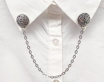 Pin celta de plata para cuello: pinza para suéter o cárdigan