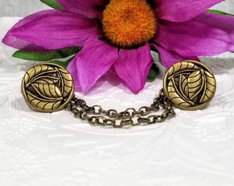 Vintage 1950's Gold Leaf Sweater Guard Clip Retro Rockabilly