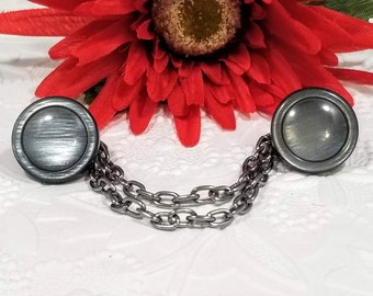 Gray Plastic Sweater Clip, Cardigan Collar Pin