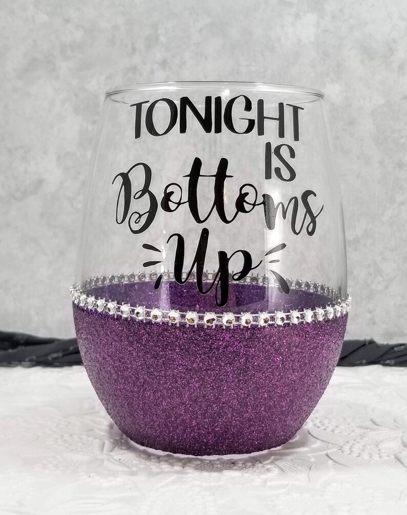 Glitter Wine Glass Bottoms up Glitter Wine Glass 20oz Wine Etsy