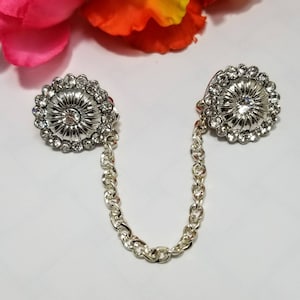 Rhinestone Sweater Clip: Round Cardigan Collar Guard