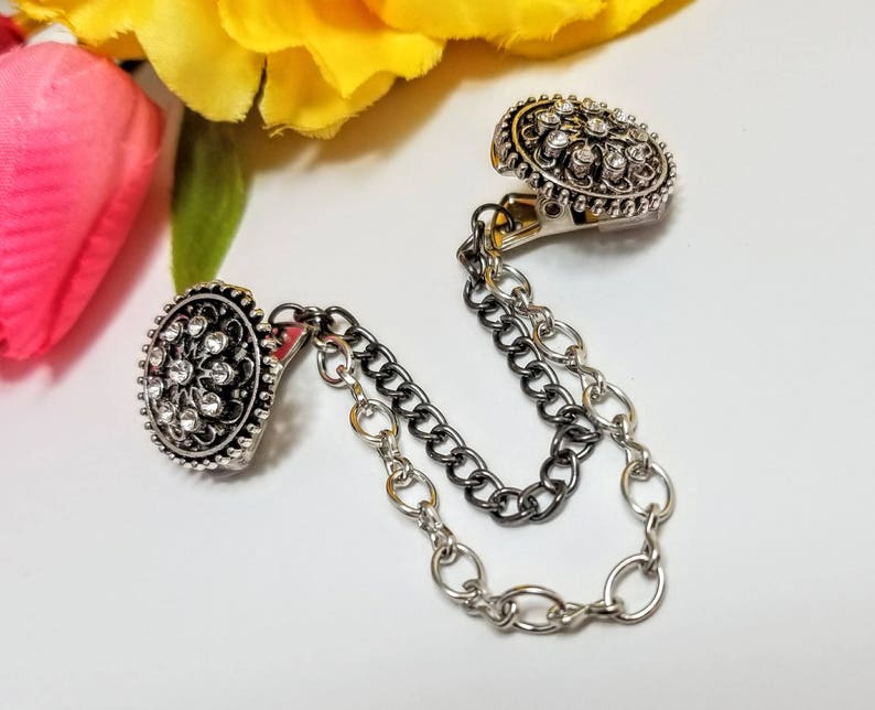 Sweater Clasp 5107 Sweater Closure Collar Clip Rhinestone Cardigan Clip Sweater Guard Sweater Clip Rhinestone Sweater Clip