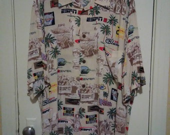 Retro ESPN sports Hawaiian shirt sz XXL