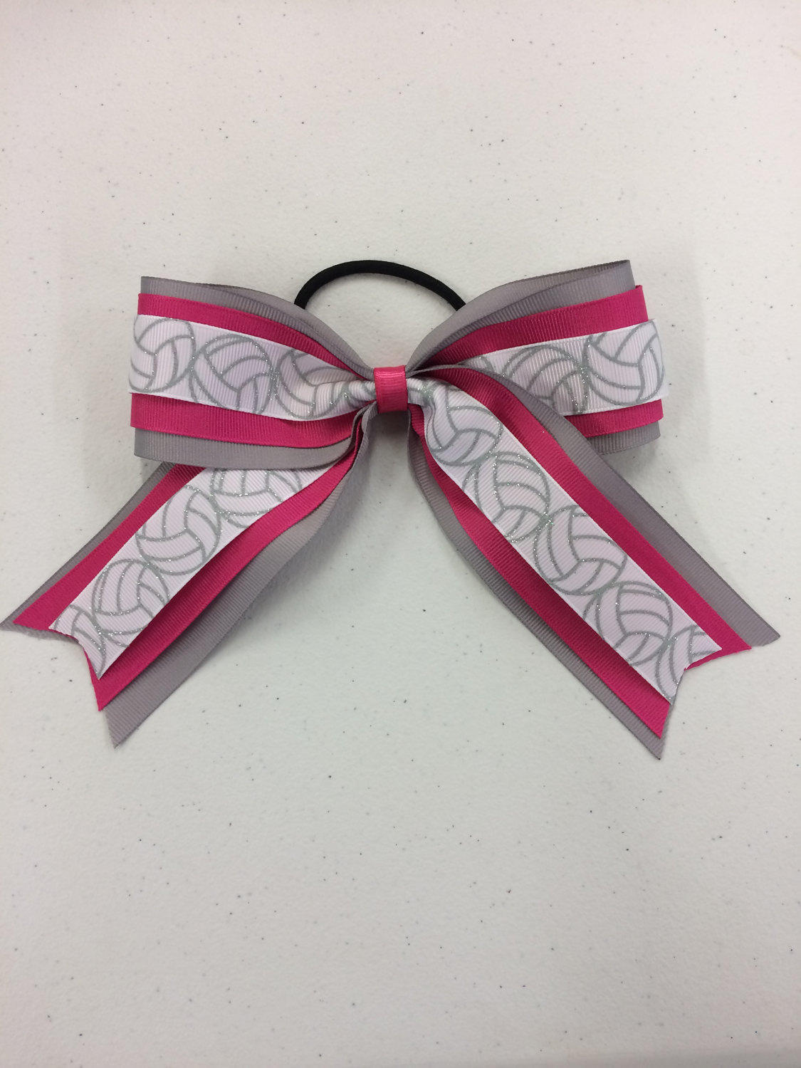 Volleyball Hair Bows With Silver Glitter Volleyball Ribbon Etsy