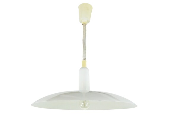 White Metal Pull Down Pendant By Hala Zeist 1970s