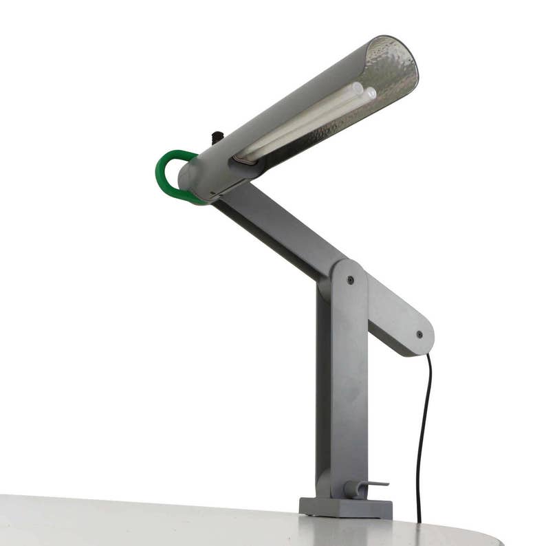 Quality grey metal Memphis style clamp desk light 1980s
