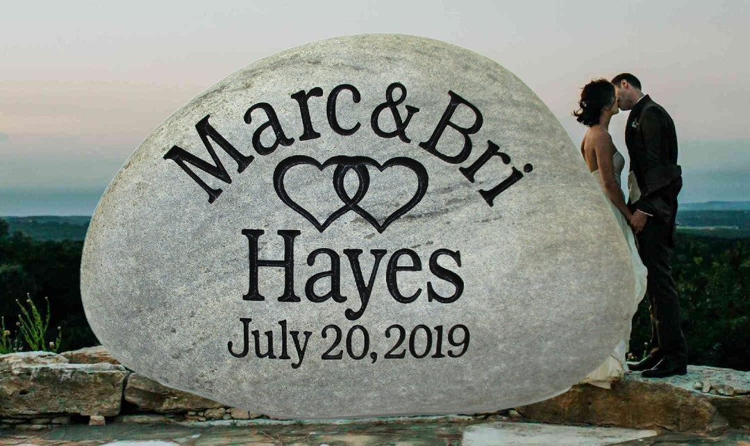 Personalized Wedding Stone, A Great Anniversary or Wedding Gift. Natural River Stone. Set Your
