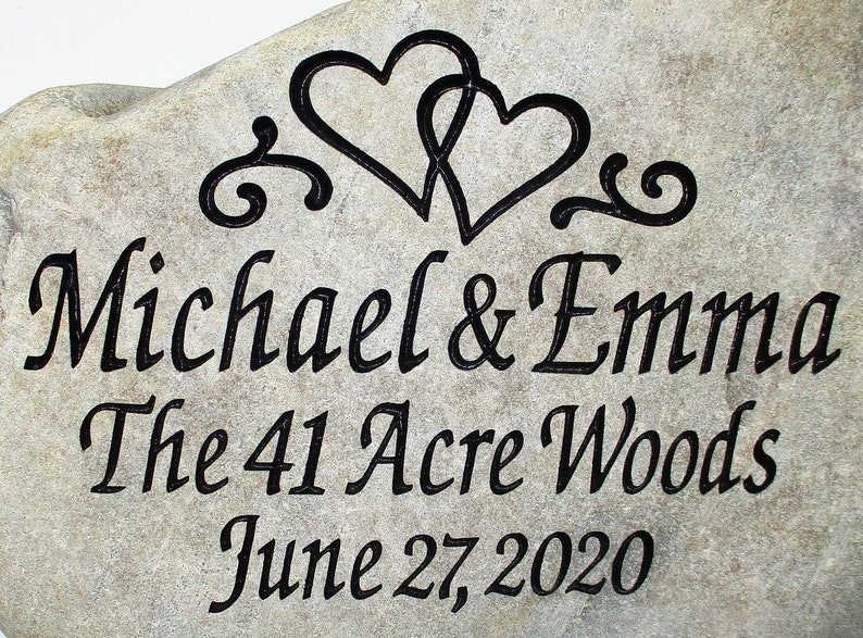 Personalized Wedding Stone, A Great Anniversary or Wedding Gift. Natural River Stone. Set Your