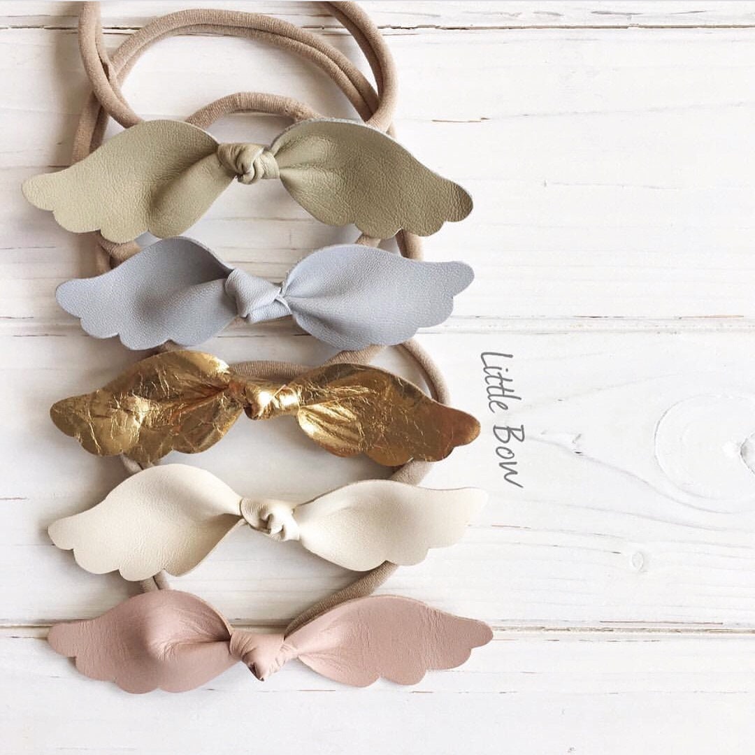 Leather Headbands Angel Wings Ivory Pink Gold Gray Etsy