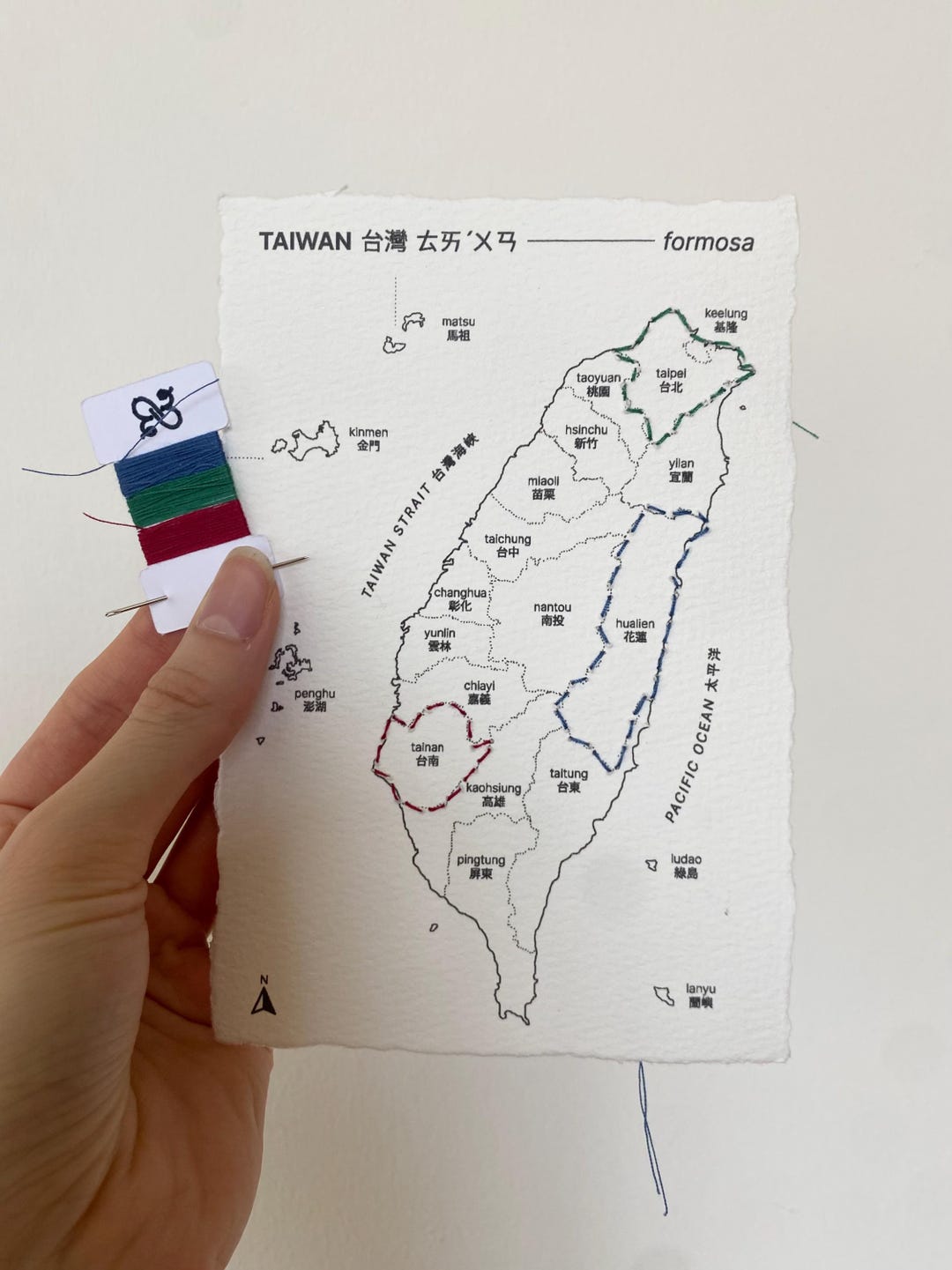 Map Thread Taiwan Specialty Prints | Map Thread and Needle Print - Etsy