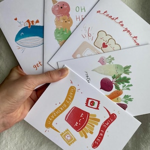 wenskaarten | Gefeliciteerd met je verjaardag, word snel walvis, duim voor je, mis je, heb een rijstdag, voeg olie toe