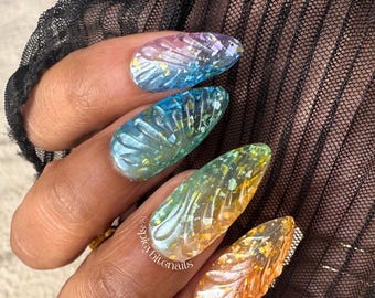 Jelly Beam - Rainbow Ombre 3D Blob Sheer Jelly Press-On Nail Extensions 10pcs