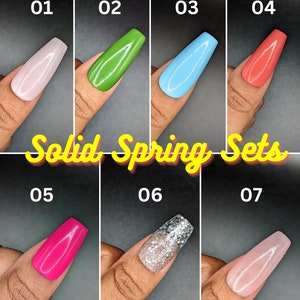 Spring Solid Color *Choose Your Color* - Hand-painted Reusable Press-On Nail Extensions 10 or 23 nails