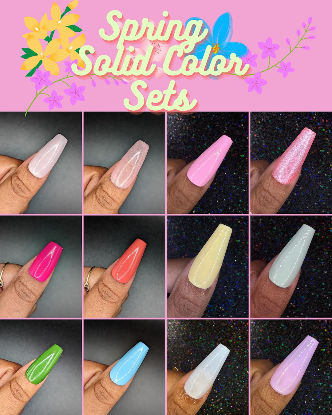Spring Solid Color Shellac Spring Solid Color *choose Your Color* - Hand-painted Reusable Press-on ...