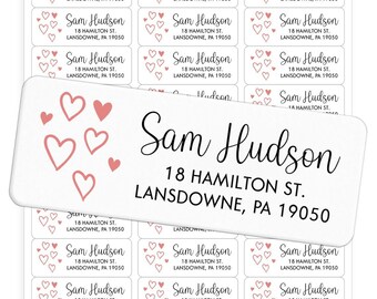Valentines Day Return Address Labels, Clear and White Address Labels, 2 5/8 x 1 Rounded Corner Labels