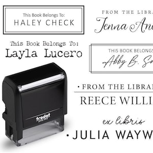 Personalized Library Book Stamp: Custom Ex Libris, Self-Inking Black Ink
