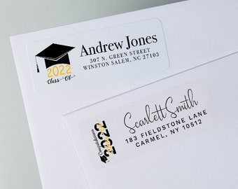 Class of 2022 Return Address Labels, Graduation Invitations Address Labels, Class of 2022 Mailing Labels