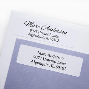 Personalized Waterproof Return Address Labels: White Semi-Gloss, Black Text
