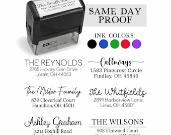 Sello de dirección, sello de dirección de remitente, sello de dirección personalizado, sello de goma autoentintable, regalo personalizado para bodas o inauguración de casa