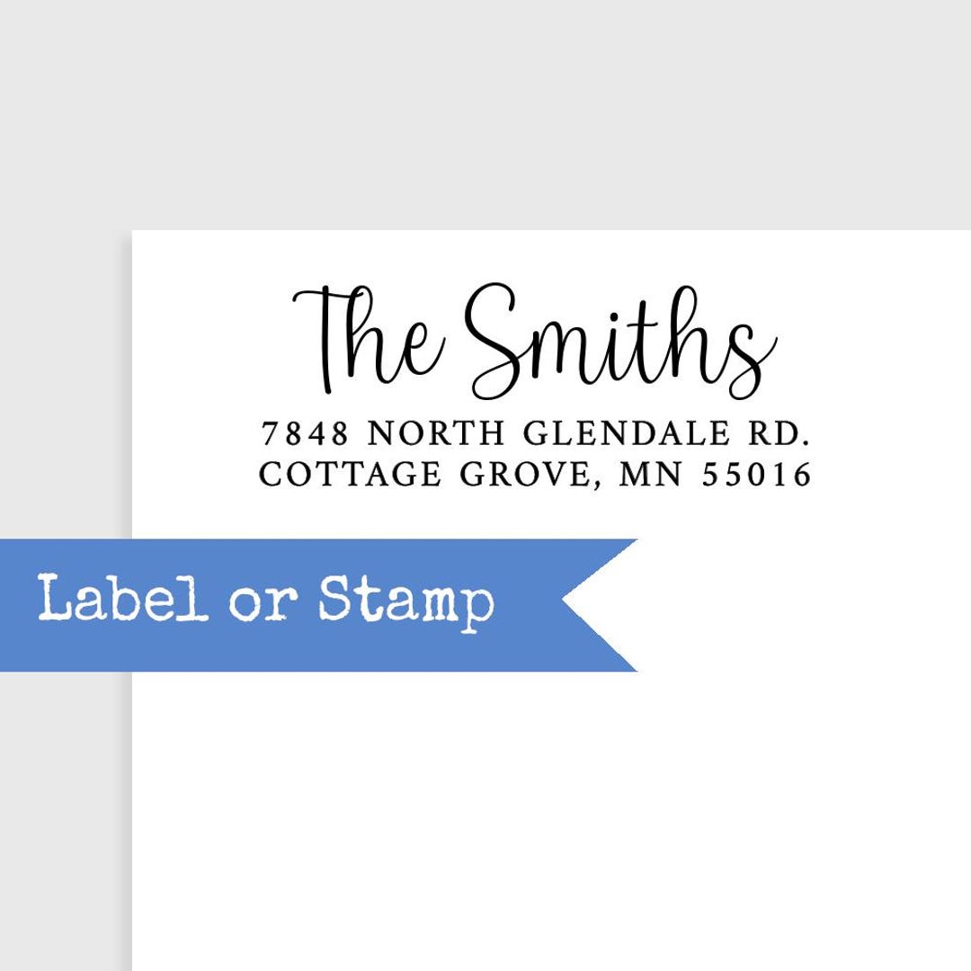 Standard Cursive Return Address Label or Self Inking Stamp | Clear or ...