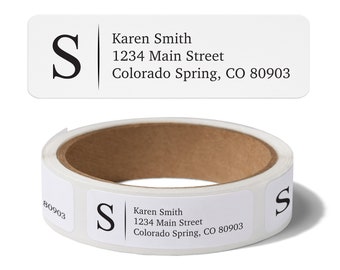 Monogram Address Labels, Personalized Return Address Labels, (100-300 Labels), Evrest Press