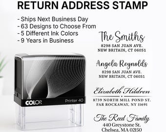 Personalized Return Address Stamp: Self-Inking or Wood Mount, 60+ Designs