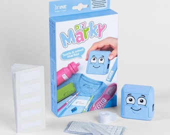 Custom Kids Name Stamp for Clothing, Clothing Label Stamp for School & Daycare, Fabric Stamp w/ Labels and Iron-On Tape, 1000 Impressions