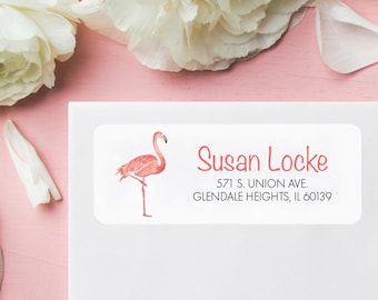 30 Custom Flamingo Art Personalized Address Labels