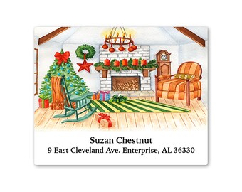 Christmas Cabin Address Labels | Christmas Holiday Address Labels | Large Return Address Labels