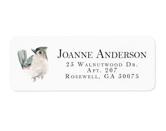 30 Custom Vintage Birds on a Log Personalized Address Labels