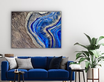 Blue Wonder Geode Art| Oversized Geode Resin Wall Art | One-of-a-Kind Statement Artwork for Modern Interiors| Ocean Abstract original