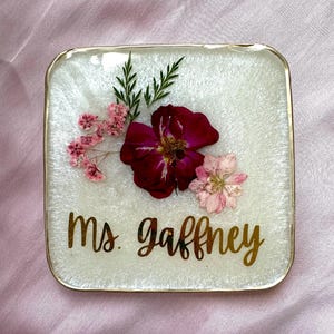Pressed Rose Floral Coaster|Personalized Teacher Gift|Graduation Gift|Anniversary gift|Wedding coasters| party gift|Dining Table coasters