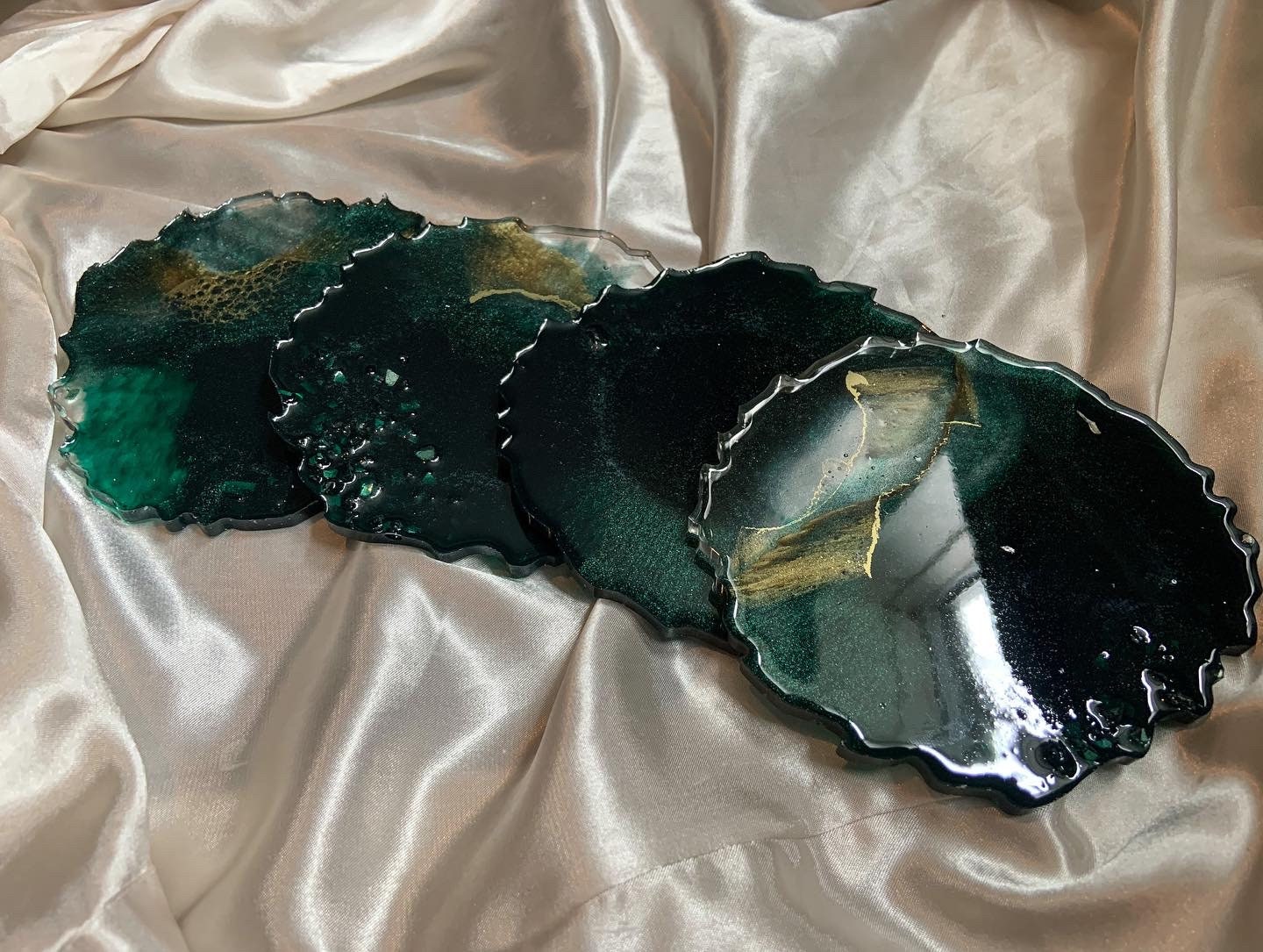 Emerald Green Resin Coasters Set of 4 Emerald Green Etsy