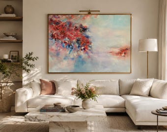 Ethereal Flowers Abstract| Modern Flowers painting| Contemporary flowers art|red flowers art|Modern home art| living room painting