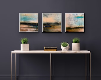 THREE LANDSCAPES |abstract print|fine art print|Contemporary|Seascape|beach art||horizon art|Ocean art|abstract sea|10” x10”|gallery wall