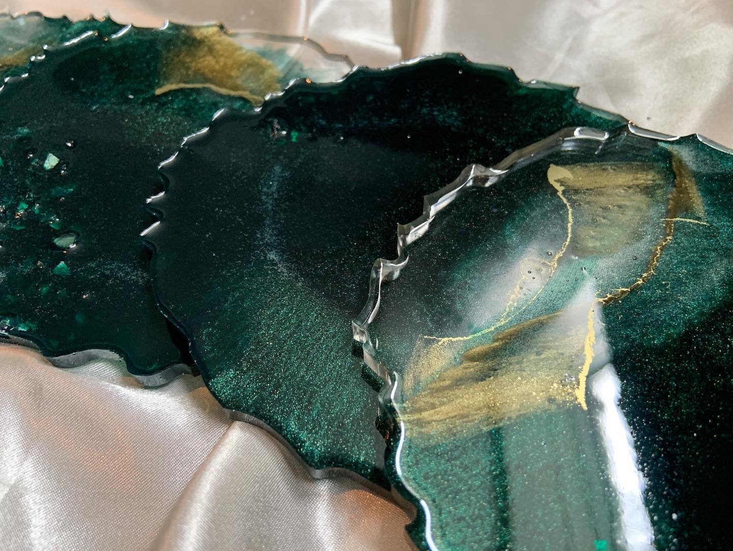 Emerald Green Resin Coasters Set of 4 Emerald Green Etsy