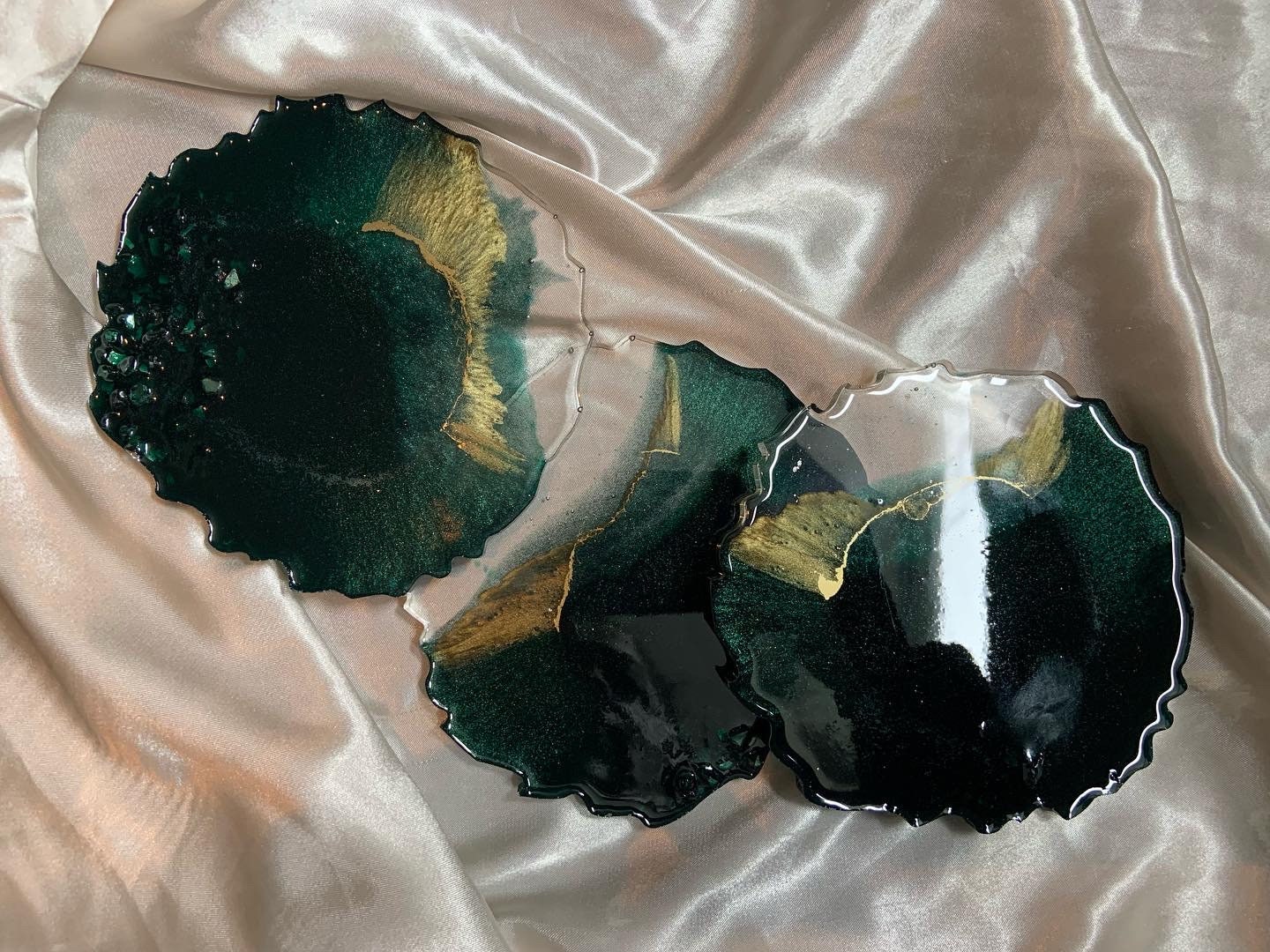 Emerald Green Resin Coasters Set of 4 Emerald Green Etsy