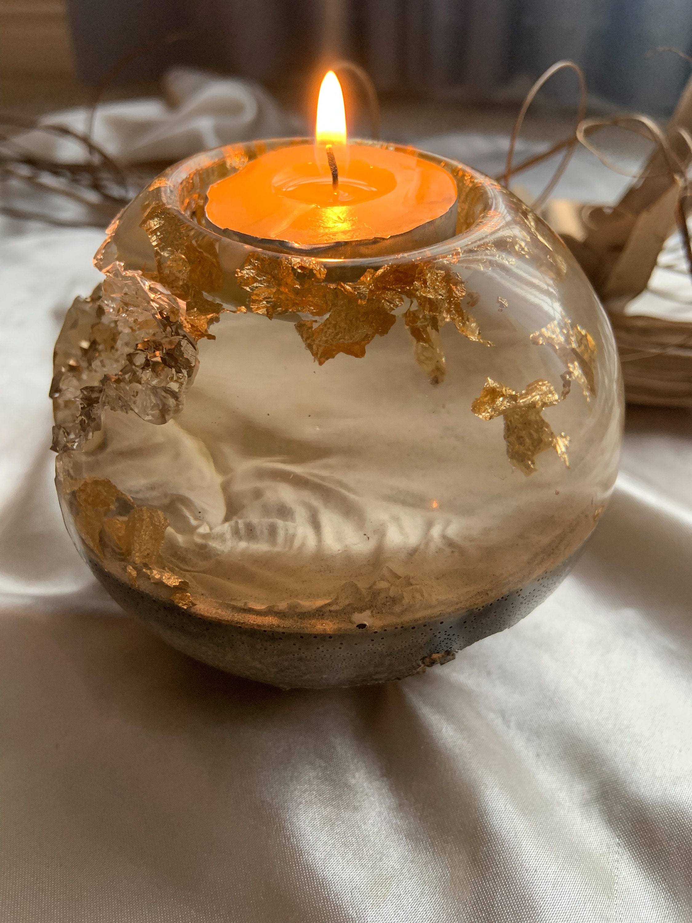 Geode Cave Tea Light Holder|resin Tea Light Holder|nature Inspired Art ...