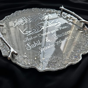 Silver Wedding Tray|Nikkah Tray|Engagement Tray|Silver Wedding Decor|Silver Platter|Resin Tray with Handles|Personalized Gift|Silver Tray
