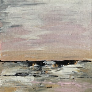 ABSTRAKTES MEER| Coral Pink Sea, Strand, minimalistisch, Rosegold Kunst, Malerei am Meer, Strandkunst, Strand, modernes Meer, Landschaft klein