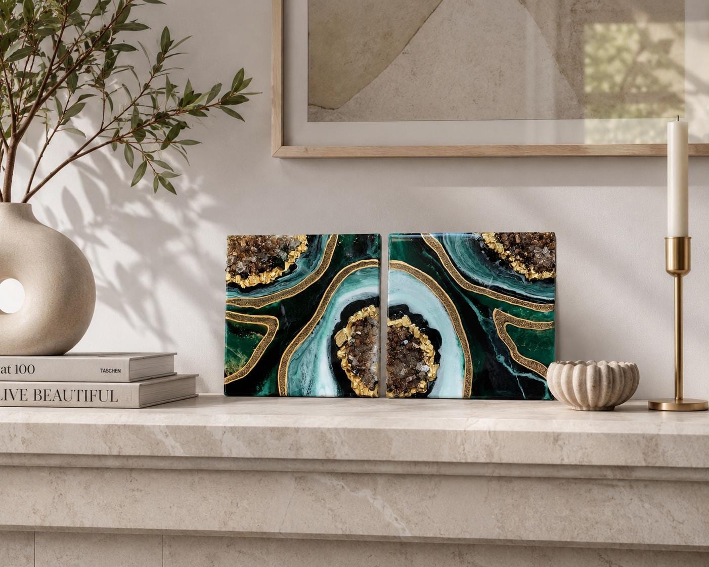 Emerald Green Gold|custom|8x8 Inch|resin Geode|resin Art|luxury