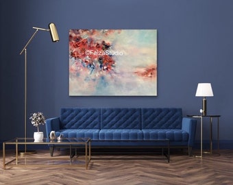 Ethereal Flowers Abstract| Modern Flowers painting| Contemporary flowers art|red flowers art|Modern home art| living room painting