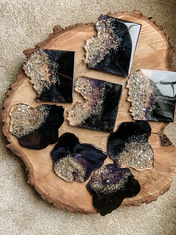 Black table coasters best sale