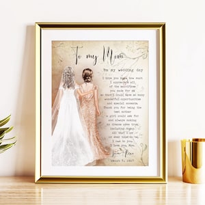 Personalized Bride and Mother Portrait Art Print Mother of Bride Custom Wedding Art Print, Marriage Gift, Mom and Daughter Drawing,