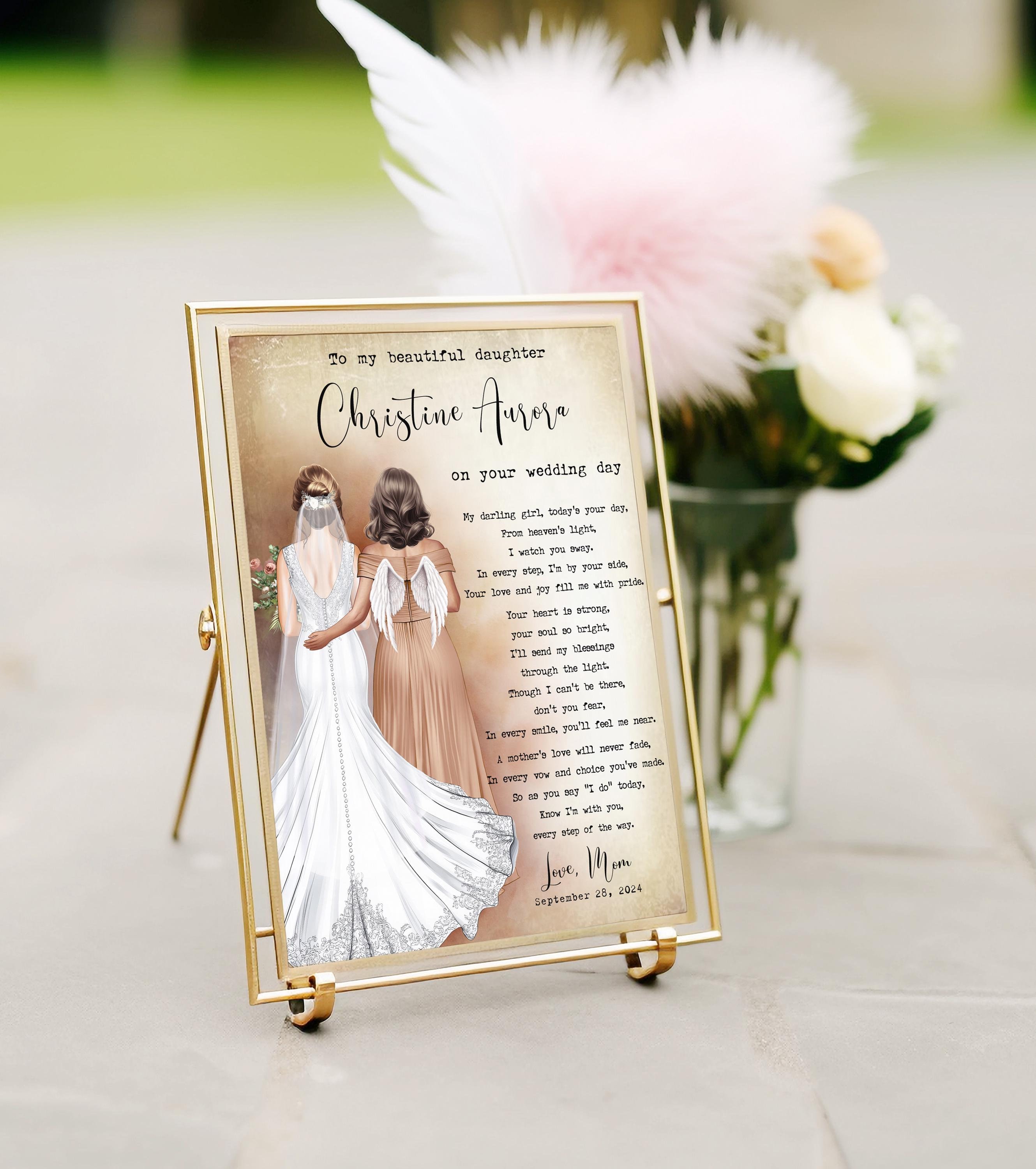 Mother of the bride in heaven memorial print in memory of mother of the bride remembrance wedding gift memorial gift for wedding angel wings