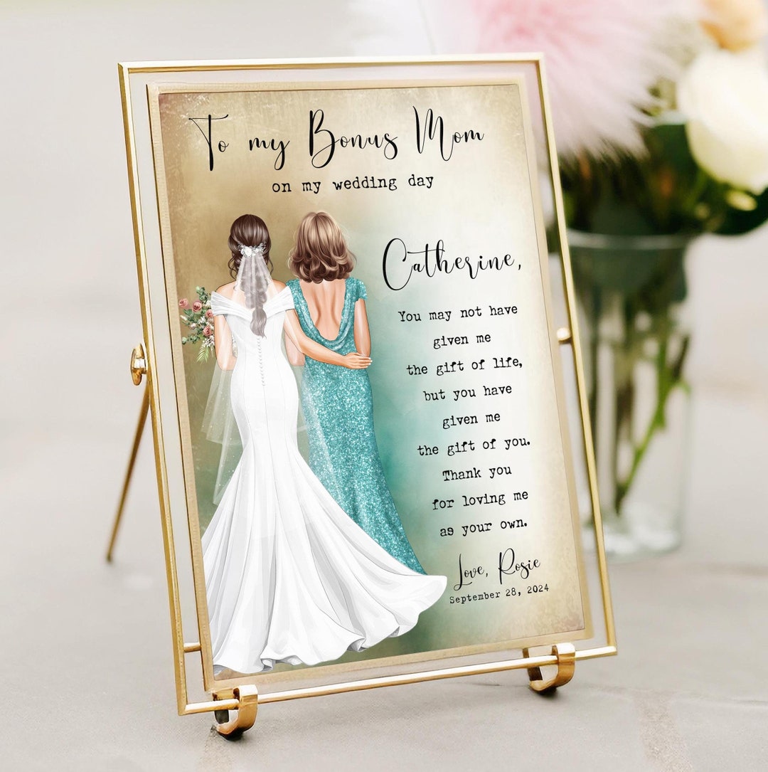 Personalized Bride And Bonus Mom Portrait Stepmom Of Bride Custom