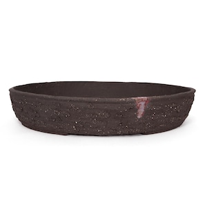 Vaso per bonsai | Ovale, fatto a mano, in gres, marrone con lilla, rosso